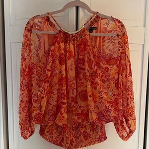 Sam and Jess off the shoulder Floral Blouse - Orange and Red